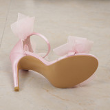 Pink Casual Simplicity Patchwork With Bow Fish Mouth Out Door Shoes (Heel Height 4.13in)