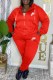 Red Casual Letter Embroidered Hooded Collar Long Sleeve Two Pieces
