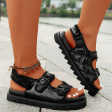 Black Casual Daily Patchwork Solid Color Round Comfortable Out Door Shoes