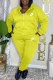Yellow Casual Letter Embroidered Hooded Collar Long Sleeve Two Pieces
