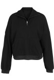 Light Gray Casual Solid Patchwork Zipper Collar Tops