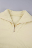 Light Gray Casual Solid Patchwork Zipper Collar Tops