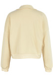 Light Gray Casual Solid Patchwork Zipper Collar Tops