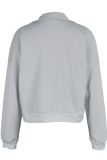 Light Gray Casual Solid Patchwork Zipper Collar Tops