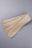 Khaki Casual Solid Basic Half A Turtleneck Long Sleeve Two Pieces