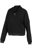 Light Gray Casual Solid Patchwork Zipper Collar Tops