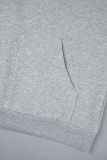 Light Gray Casual Solid Patchwork Zipper Collar Tops