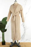 Khaki Casual Solid Basic Half A Turtleneck Long Sleeve Two Pieces