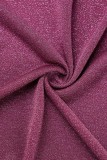 Burgundy Sexy Solid Bandage Backless Halter Long Dress Dresses