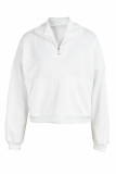 Light Gray Casual Solid Patchwork Zipper Collar Tops