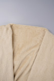 Khaki Casual Solid Basic Half A Turtleneck Long Sleeve Two Pieces