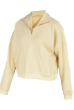 Light Gray Casual Solid Patchwork Zipper Collar Tops