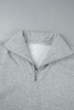 Light Gray Casual Solid Patchwork Zipper Collar Tops