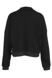 Light Gray Casual Solid Patchwork Zipper Collar Tops