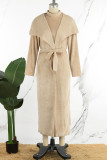Khaki Casual Solid Basic Half A Turtleneck Long Sleeve Two Pieces