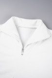 Light Gray Casual Solid Patchwork Zipper Collar Tops