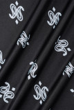 Black Sexy Print Bandage Backless Halter Sleeveless Dress Dresses
