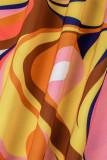Multicolor Elegant Print Patchwork Strapless Straight Jumpsuits