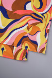 Multicolor Elegant Print Patchwork Strapless Straight Jumpsuits
