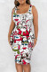 White Casual Print Basic U Neck Vest Dress Dresses