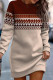 Khaki Casual Print Basic O Neck Long Sleeve Dresses