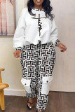 Yellow Street Print Patchwork Draw String O Neck Long Sleeve Two Pieces