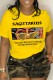 Yellow Casual Print Basic O Neck T-Shirts