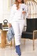 White Casual Print Fold Letter O Neck Long Sleeve Two Pieces