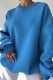 Sky Blue Casual Solid Embroidered O Neck Tops
