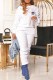 White Casual Print Fold Letter O Neck Long Sleeve Two Pieces
