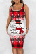 Red White Casual Print Basic U Neck Vest Dress Dresses