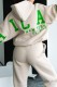 Apricot Casual Letter Print Patchwork Hooded Collar Long Sleeve Two Pieces