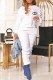 White Casual Print Fold Letter O Neck Long Sleeve Two Pieces