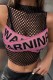 Pink Casual Letter Print Hollowed Out Patchwork Half A Turtleneck Tops