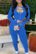 Blue Elegant Solid Hollowed Out Patchwork O Neck Long Sleeve Two Pieces