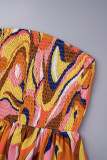 Multicolor Elegant Print Patchwork Strapless Straight Jumpsuits