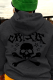 Dark Gray Casual Street Print Skull Draw String Hooded Collar Tops