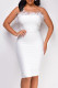 White Sexy Solid Patchwork Backless Strapless Wrapped Skirt Dresses