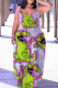 Light Purple Sexy Casual Cartoon Print Backless Spaghetti Strap Long Dress Plus Size Dresses