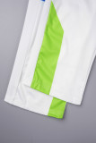 White Sportswear Print Patchwork Contrast Spaghetti Strap Sleeveless Two Pieces
