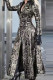 Snake Print Street Print Patchwork Zipper O Neck Outerwear