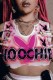 Pink Casual Print Basic U Neck Tops