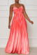 Pink Elegant Gradual Change Patchwork Spaghetti Strap Printed Dress Dresses