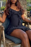 Black Sexy Solid Backless Spaghetti Strap Sleeveless Dress Dresses