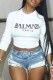 White Casual Print Letter O Neck T-Shirts