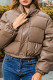Coffee Casual Solid Patchwork Mandarin Collar Outerwear