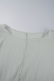 Grey Casual Solid See-through O Neck Two Pieces