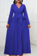 Royal Blue Elegant Solid Bandage Patchwork Pleated V Neck A Line Dresses