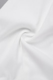 White Sexy Casual Solid Frenulum Backless Halter Tops
