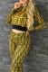 Yellow Elegant Print Letter Hooded Collar Long Sleeve Two Pieces